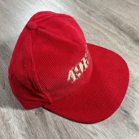 Vintage San Francisco 49ers Corduroy Hat Snapback NFL Football Star Line Red Cap - Picture 7 of 8